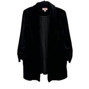 Evri Mineral Black Velvet Blazer Plus Size Open Stretch Dressy Jacket New Size L